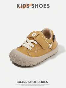 1 Pair Infant Toddler Panda Print Closed-Toe Hook & Loop Flat Casual Sneakers For Daily Wear And Outings [Select By Actual Cm Inner Length] - Yellow - View 2