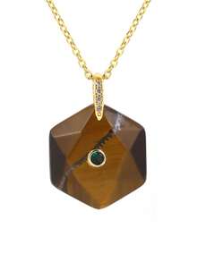 1pc Natural Stone Hexagram Pendant Stainless Steel Chain Necklace Healing Amethyst Rose Quartz Tiger Eye Hexagonal David Necklaces Jeweley H931 - Necklace - View 11