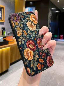 1 buah Casing Pelindung Kamera Ponsel Motif Bunga Pink & Kuning, Dicetak UV, Kompatibel dengan Model /Galaxy/Android - Hitam - View 2