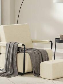 SoBuy | Velvet Armchair With Footstool | Small Comfy Accent Chair For Living Room | 59*74*78 Cm | Load Capacity 143 Kg - White - View 1