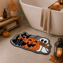 1pc Halloween Black Cat Pumpkin Alien Shaped Doormat, Soft Cute Black Cat, Quirky Pumpkin And Adorable Ghost Combination Design, Instantly Creating Halloween Atmosphere, Perfect For Fun Holiday Entryway Corner. Suitable For Decorative Rug, Bedroom Decor, Small Rug, Carpet, Home Decor, Living Room Rug, Living Room Small Rug, Bedroom Rug, Living Room Home Decor, Outdoor Rug, Washable Rug - Multicolor - View 14