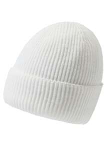 1pc Ribbed Knit Beanie, Minimalist Solid Color Loose Oversized Hat, Unisex Autumn/Winter Warm Ear Protection Wool Cap - 1pcs - View 9