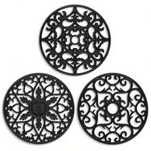 1pc Randomly Shipped Traditional Silicone Heat-Insulating Mat - Non-Slip Heat-Resistant Kitchen Countertop And Dining Table Hot Pad - Suitable For Hot Dishes And Cookware Kitchen Heat-Insulating Mat - Pot And Pan Anti-Scald Holder - Black - View 1