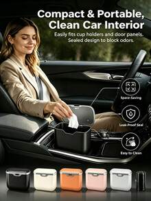 This Trash Can Is Made Of Microfiber Leather And ABS Material, Specifically Designed For Vehicles To Maintain Its Shape And Fit 99% Of Car Models. It Can Handle Both Dry And Wet Waste, Is Easy To Install, And Does Not Damage The Vehicle. - Car Trash Can - View 1