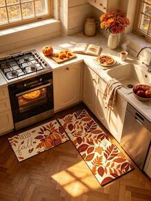 1/2pcs Vintage Thanksgiving Pumpkin & Maple Leaf Pattern Diatomaceous Earth Bath Mat, Super Absorbent, Non-Slip, Perfect For Bathroom, Kitchen And Dining Room, Quick Dry, Machine Washable, Ideal Home Decor And Bathroom Mat Gift - Multicolor - View 3