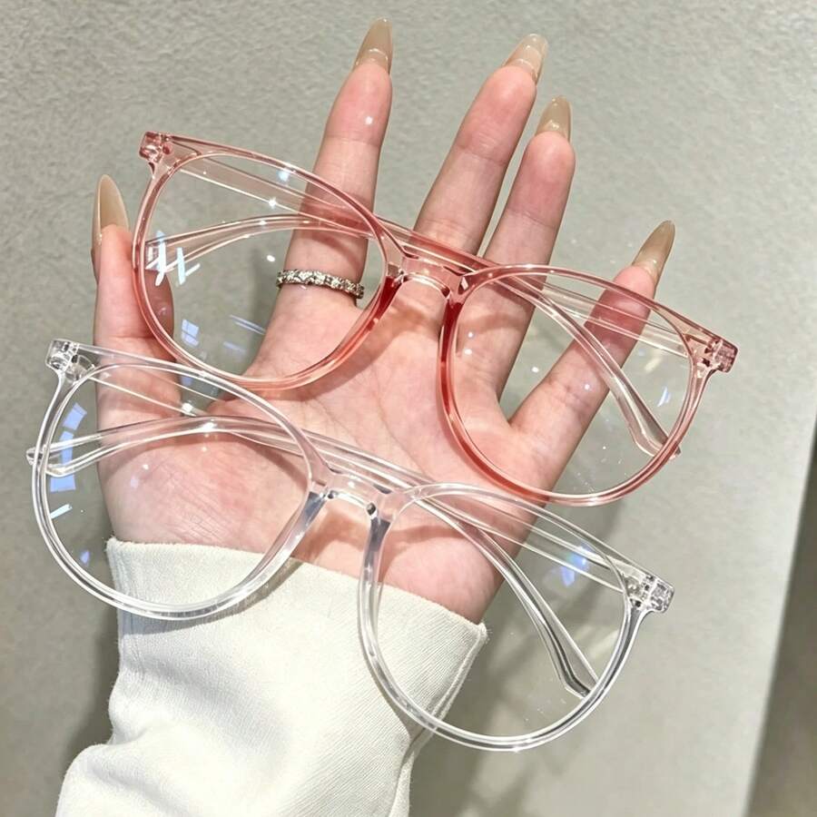 2 cái/1 cái kính mắt unisex mắt kính trong suốt, có sẵn khung màu đen, hồng và trong suốt. Phù hợp cho học sinh đeo khi đi học lại, dùng để đọc máy tính, chơi game, xem TV hoặc dùng điện thoại. - trong suốt - Xem 1