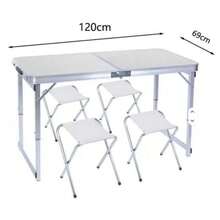 69x120cm 折疊桌與4張椅子套組 鋁製戶外用餐家具套組 - 彩色 - 查看 8