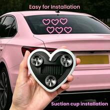 2pcs/Set High Brightness Neon Heart-Shaped Car Atmosphere Lights, Easy Installation, No Wiring Required Window Lights, Lithium Battery And Solar Powered, LED Interior Car Lights, Ideal Gift For Car Enthusiasts - Heart-shaped - View 5