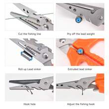 LEOFISHING Multifunction Fishing Scissors For Braided Line Mono Fluorocarbon Wire Lines,Non-Slip Grip Fishing Shears Enlarged Finger Holes With Bottle Opener - Orange - View 8