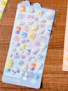Cute 3D Cartoon Animal Crystal Stickers, Transparent Embossed Stickers, Fun Phone Case Decoration Stickers - Multicolor - View 3