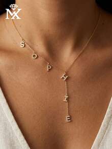 Diseño Clásico de Nicho, Collar Personalizado con Nombre Hecho de 26 Letras Inglesas, Accesorio de Lujo Ligero Versátil de Alta Calidad para Mujeres, Regalo Sorpresa Creativo para el Día de San Valentín, Cumpleaños, Aniversario, Perfecto para Seres Queridos, Amigos y Familia. También un Excelente Regalo para el Día de la Madre. - Amarillo Oro - Ver 4