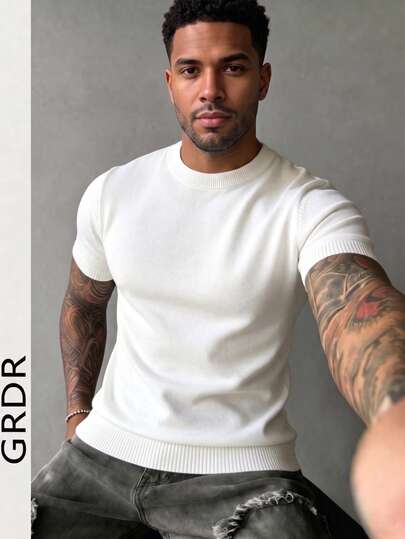 GRDR Men's Striped Crew Neck Slim Fit Lightweight Short Sleeve - Fashionable Versatile Casual Minimalist T-Shirt