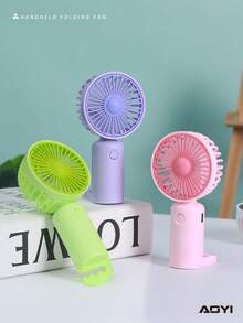AOYI 1pc Rechargeable 3-Speed Handheld Fan, Portable Cute Mini Fan With USB Charging Cable And Base For Outdoor Use,Outdoor,Garden,Travel Essentials,Portable Essentials,Beach Essentials,Graduation Season,Commencement,Graduation Ceremony,Graduation Gift,Graduation Present,Graduation Gift,Graduation Present,Congrats Grad,Congratulations Graduate,Valedictorian,Finish School,Graduation Party,Outdoor Essentials,Travel Portable,Hiking Essentials,Camping Essentials,Portable Tools,Summer Essentails,Summer Portable - Multicolor - View 3
