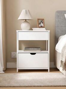 SoBuy | Bedside Table With 2 Drawers | Nightstand With USB Charging Port | Storage Cabinet For Living Room | 45*38*55 Cm | Load Capacity 30 Kg - White - View 7
