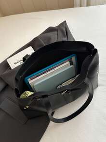 Solid Color Leather Belt Rivet Commuter Minimalist Design Large Capacity 2026 Summer New Tote Shoulder Underarm Bag For Women - Black - View 11