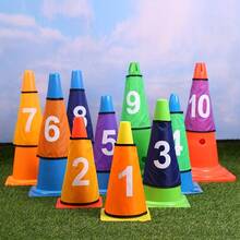Numbered Cone Marker Sleeves, Colorful Training Cone Flag Caps, 1-10 Numbered Cone Wraps For Football Agility Training - Color Mixing - View 8