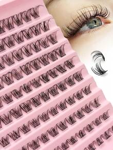 Sibeuna 100 pièces Faux cils D Curl Vacation, cils en grappes simples fins et volumineux 8-16 mm, faux cils en vison, grappes de cils réutilisables, faux cils en grappes simples, cils - D - Voir 2