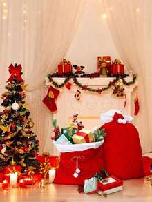 1pc Large Santa Claus Gift Bag, Velvet Giant Drawstring Bag, Reusable Christmas Gift Packaging Bag, Suitable For Holiday Parties, Toy Storage, Gift Wrapping, Holiday Decoration, Santa Claus Gift Bag, Holiday Gift Giving - One Size Fits All - View 5