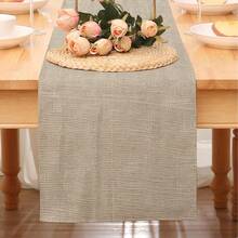 1pc Apricot Textured Printed Table Runner, Minimalist Style Polyester Fiber Long Strip, Waterproof Oil-Resistant Easy To Clean, Dining Table Cloth, Home Dining Table Holiday Party Decoration, All Season Use, Due To Lighting And Display Reasons, There May Be Slight Color Difference In The Actual Product - Apricot - View 6