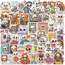 50PCS Cartoon Skeleton Graffiti Stickers Halloween Stickers Halloween Funny Decorations Vinyl Waterproof Stickers For Water Bottle,Computer,Laptop,Phone,Luggage,Notebook,Fridge - Multicolor - View 1