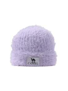 CAMEL CROWN Unisex Plush Knitted Beanie, Winter Faux Mink Fur Windproof Earflap Hat, Thickened Warm Face-Flattering Knit Cap - Snow Soft Purple - View 2