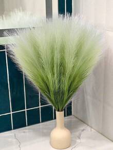 10pcs Artificial Reed Grass, Faux Fluffy Grass Stems, Bohemian Style Wedding Decor, Room Decor, Home Decor, Mother's Day Gift (Sage Green Gradient), Valentine's Day - Multicolor - View 5