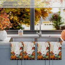 2/4/48pcs Autumn Series Multi-Color Pumpkin Border Pattern Printed Kitchen Towels - Ultra Soft, Highly Absorbent Polyester Tablecloths And Hand Towels, Perfect For Holiday Decor, Kitchen Decor, Party Decor. - Multicolor - View 14