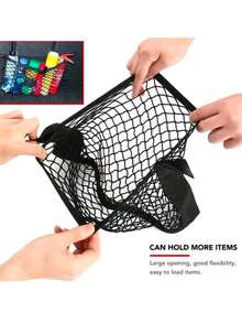 Universal Car Seat Back Mesh Storage Bag With Hook & Loop, Elastic Net Pouch Suitable For Car Trunk, Multi-Functional Nylon Hanging Organizer, Ideal For Daily Use, Travel Essentials, Back To School Season - Multicolor - View 5