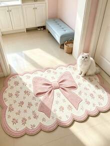 1 pieza Alfombra con decoración de lazo rosa, Alfombra para sala de estar, Alfombra de felpa para lado de la cama, Alfombra de otoño/invierno, Alfombra gruesa, Alfombra grande para sala de estar, Alfombra para dormitorio, Decoración del hogar para sala de estar, Alfombra para exteriores, Alfombra lavable - Multicolor - Ver 3