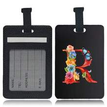 PU Leather Suitcase Tag With Hidden Card Slot Detachable Quick Release Strap Anti Scratch Wearproof Portable For Business Travel Overseas Trip Student Bag And All Luggage Sizes Initial Name Butterfly Letter 26 Letters Pattern - Black 1pc - View 18