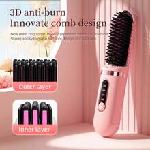 LCD Display, Plastic Ceramic Coating, Fast Heating, Adjustable Heat Settings, Wireless Hair Straightener, Portable Mini Home Hair Straightener, Wireless Ionic Hair Brush, 37 Spray Outlets, MCH Ceramic Heating 199°C 4-Level Temperature Control Anti-Scald Suitable For Travel And Home Use - A - View 3