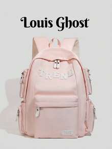 [Campus Commuter Backpack]A Perfect Collision Of And Gentle. Suitable For Different Outfit Scenarios, Commuting, School, Travel, And Dates. Multi-Layer Partitioned Storage Design With Main Compartment, Front Pocket, And Side Pockets, Providing Dedicated Space For Phone, Tablet, Stationery, And Water Bottle. - Multicolor - View 9
