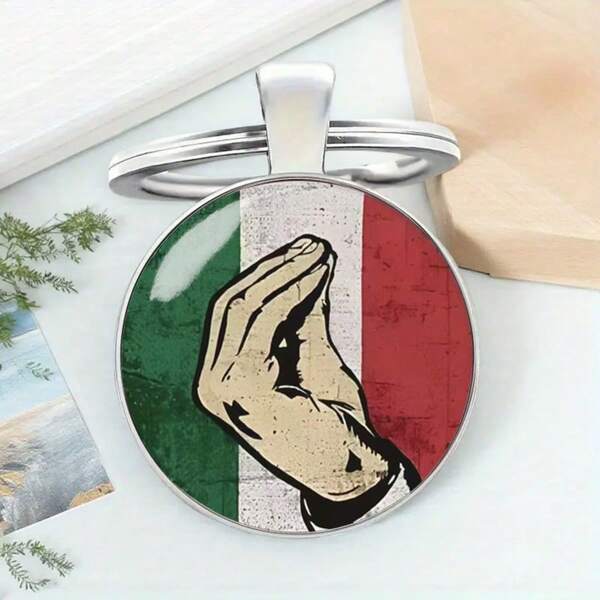 1pc Italian Hand Gesture Keychain, Zinc Alloy Material, Suitable For Bags And Car Keys, Perfect Gift For Father's Day, Birthday, Halloween And Thanksgiving, Unisex