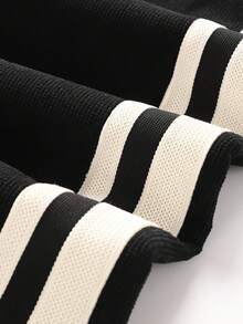 Men's Velvet Lined Side Stripe Straight Leg Casual Sports Pants, Elastic Drawstring Waist Winter Jogging Pants - Black - View 6