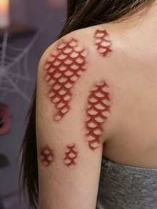 Halloween Realistic Fish Scale Pattern Halloween Cosplay Makeup DIY Party Gift Music Festival Tattoo Sticker Face Shoulder Neck Back Waterproof Tattoo Sticker 1pc/Pack - Multicolor - View 2