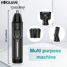 Miguan 4-In-1 Multifunctional Electric Shaving Kit: USB Rechargeable Nose Hair Trimmer, Beard Trimmer, Eyebrow Trimmer And Sideburn Trimmer, For Men's Grooming, 500mAh Battery Capacity - Black - View 4