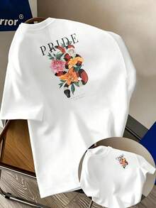 Floral Print T-Shirt 180 G/M² Cotton Crew Neck Breathable Regular Fit For Summer Festivals - Black - View 8