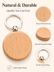 Custom 1/10/20pcs Wooden Keychain Round Key Ring Engraved Wooden Key Holder For Hotel Room Key Tags, Gifts, And Other Purposes - Multicolor - View 8