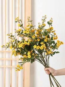1/2/3pcs 27.6in Artificial Rose Flowers, Suitable For DIY Flower Wall, Scene Decoration, Living Room Bedroom Vase Arrangement, Wedding, Party Decor, Tabletop Centerpiece. Suitable For Autumn/Winter Seasons, Can Be Used For Room Decor, Home Decor - Yellow - View 2