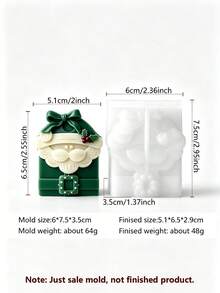 2 Sizes Santa Claus Gift Box Silicone Candle Mold, Bow-Knot Christmas Gift Box Shape With Santa Beard And Holly Berry Embossed Design, Soft Silicone Easy Release, Suitable For Soy Wax, Aromatic Plaster, Handmade Soap DIY - Santa Claus - View 9