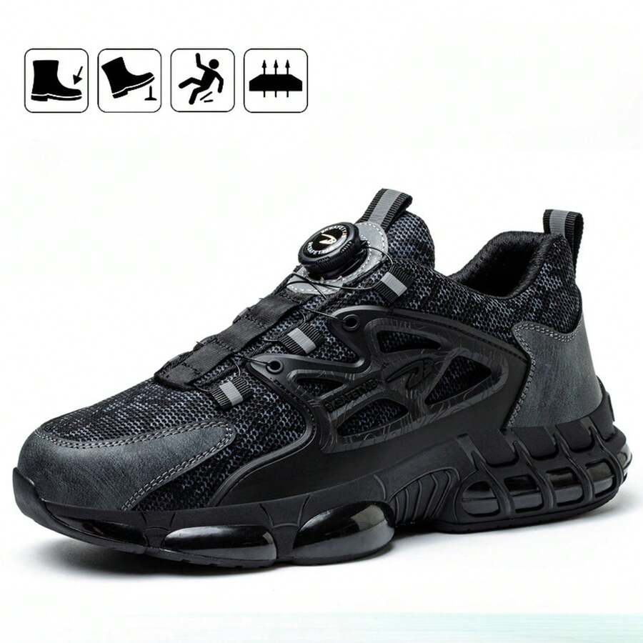 2026 New Men's Work Shoes For Summer, Spring And Autumn, Breathable Work Shoes, Comfortable And Durable Shoes - Black and Gray - View 1