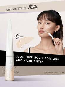 Little Ondine Contouring Highlighter Liquid 01 Misty White, Mousse Texture, Soft Focus Matte, Finger Blend, Quick Dry, Lightweight And Layerable, Long-Lasting, Palm-Sized, Easy Application For Contouring, Camera-Like Contour, Brighten Eye Hollows, 4.5g/0.16oz - # 01 - View 2