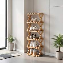 Senmeo 1Pc Multi-Layer Foldable Bamboo Shoe Organizer,Space Efficient Strong Storage Performance,Easy Assembly Freestanding Shelf,Ideal For Small Spaces,Rental Home/Entryway/Hallway/Bedroom/Bathroom/Office/Living Room - 6th Floor Main - View 9