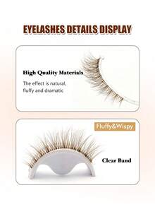 Asiteo 7 Pairs Brown Faux Mink False Eyelashes, Transparent Band Cat Eye Full Strip Lashes, Suitable For Daily Eye Makeup, Beginner Friendly - Brown - View 3