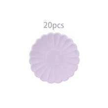 10/20/40/50件裝淡紫色波浪扇形邊緣一次性餐具，純色啞光紫色扇形7英吋與9英吋紙盤、杯子與餐巾紙，薰衣草紫波浪貝殼邊緣餐具，適用於嬰兒洗禮、新娘洗禮、生日派對用品 - 紫色 - 查看 12
