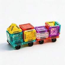磁力車組 - 磁力車底盤，適用於磁力玩具 STEM 拼砌積木玩具配件，與磁力積木相容，耐用輪子，適合 3 歲以上男孩女孩的創意遊戲教育玩具 (隨機顏色) - 彩色 - 查看 12