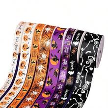 Halloween Ribbon 9.1m Roll, Holiday Party Decoration Gift Wrapping Ribbon, Hair Accessories, Bows, Floral Packaging DIY Halloween Ribbon - Trick Or Treat Pumpkin, 1.6cm Wide, 9 Meters/roll - View 7