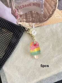5/10/20/100pcs Summer New Ice Cream Popsicle Keychain Pendant Mini Compact Planner Phone Chain Key Ring Charm Decoration - Multicolor - View 18