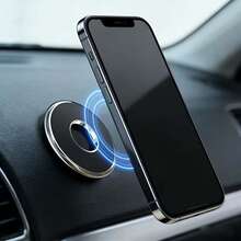 1PC Car Phone Holder - Premium Metal Aluminum Alloy Round Ring Adhesive Strong Magnetic Phone Navigation Mount - Multicolor - View 2