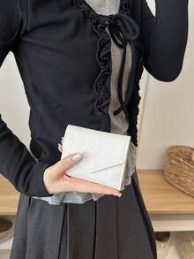 1 buah Dompet Pendek Lipat Dua Portabel Bahan PU Berbentuk Bintang, Cocok untuk Penggunaan Sehari-hari Wanita dan Hadiah Kencan - Putih - View 5